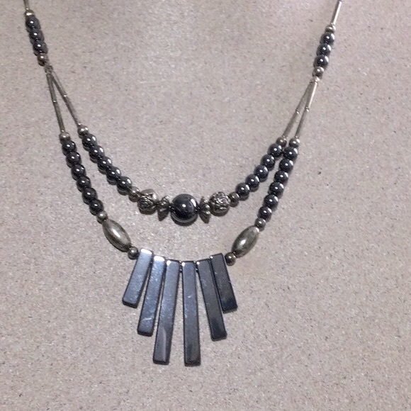 Hematite Beaded Doubled Necklace - Picture 2 of 4